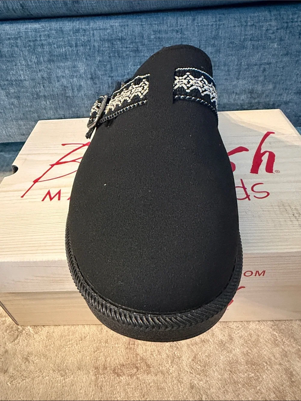 Blowfish Black Kids Slip-On Mule with Embroidered Strap